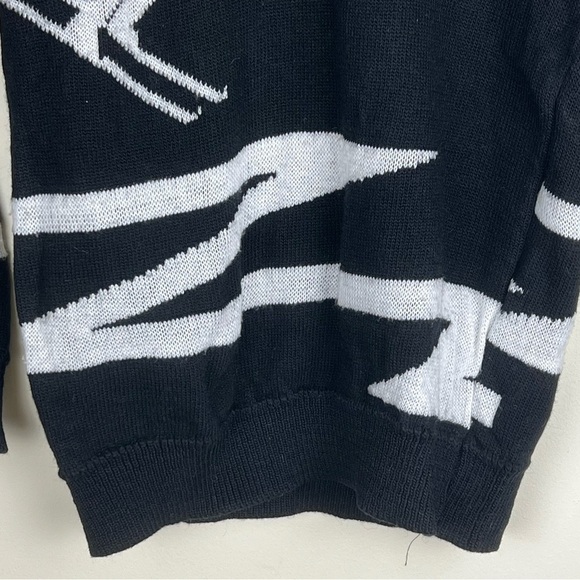 Lido Sports 80s True Vintage Ski Lodge Wool Graphic Sweater Black & White XS / S - Picture 5 of 7